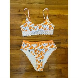 NWOT Popvil Lace Floral High Waisted Bikini Set